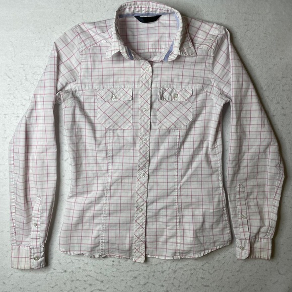 ArcTeryx Tops - ArcTeryx Womens Plaid Long Sleeve Button Up Shirt White Pink Blue Size Small